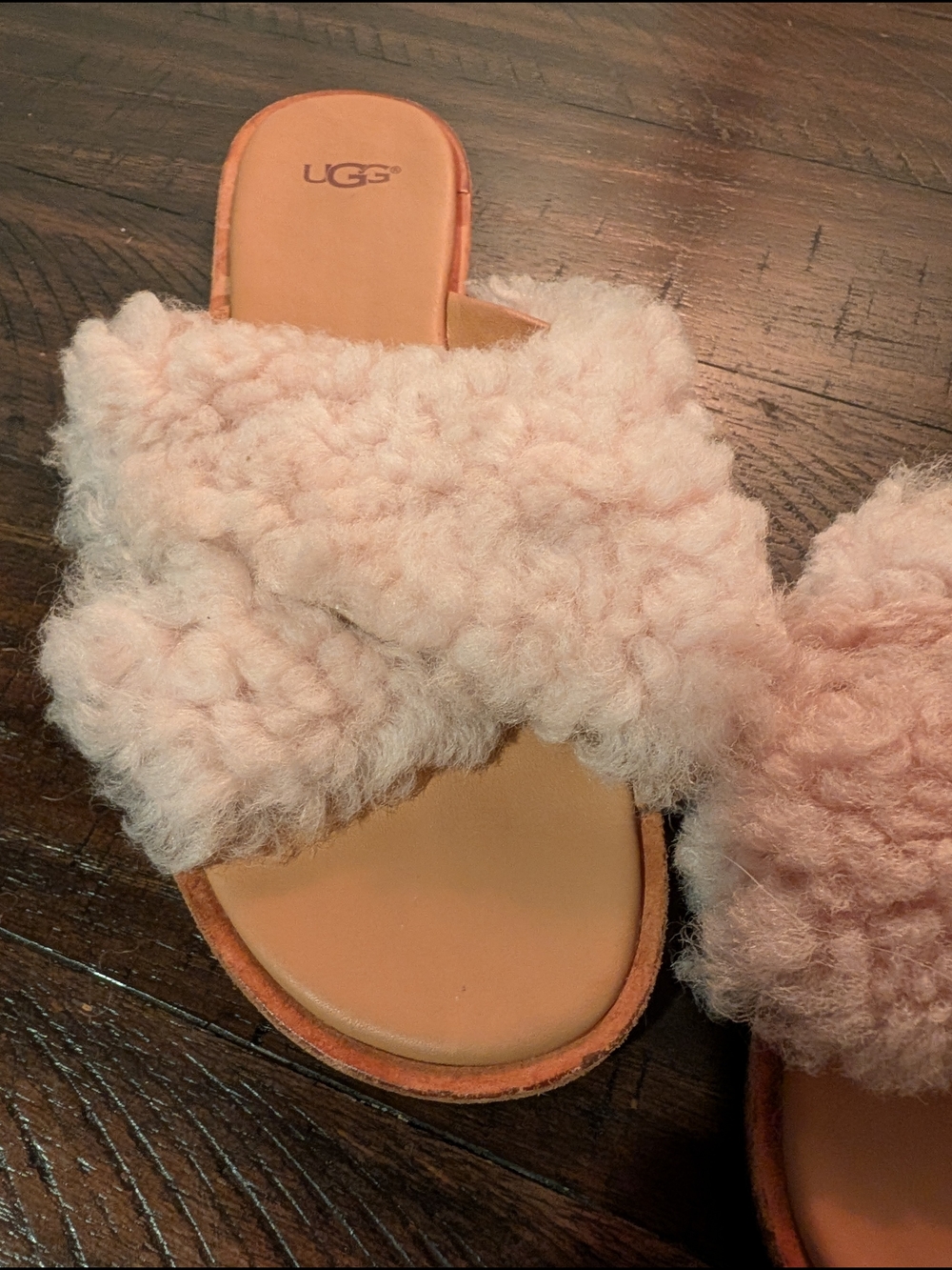 UGG Women's Pink Shearling Slide Sandals - Picture 5 of 8